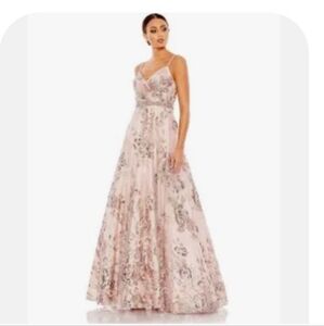 Mac Duggal Floral Beaded Gown - rose gold
